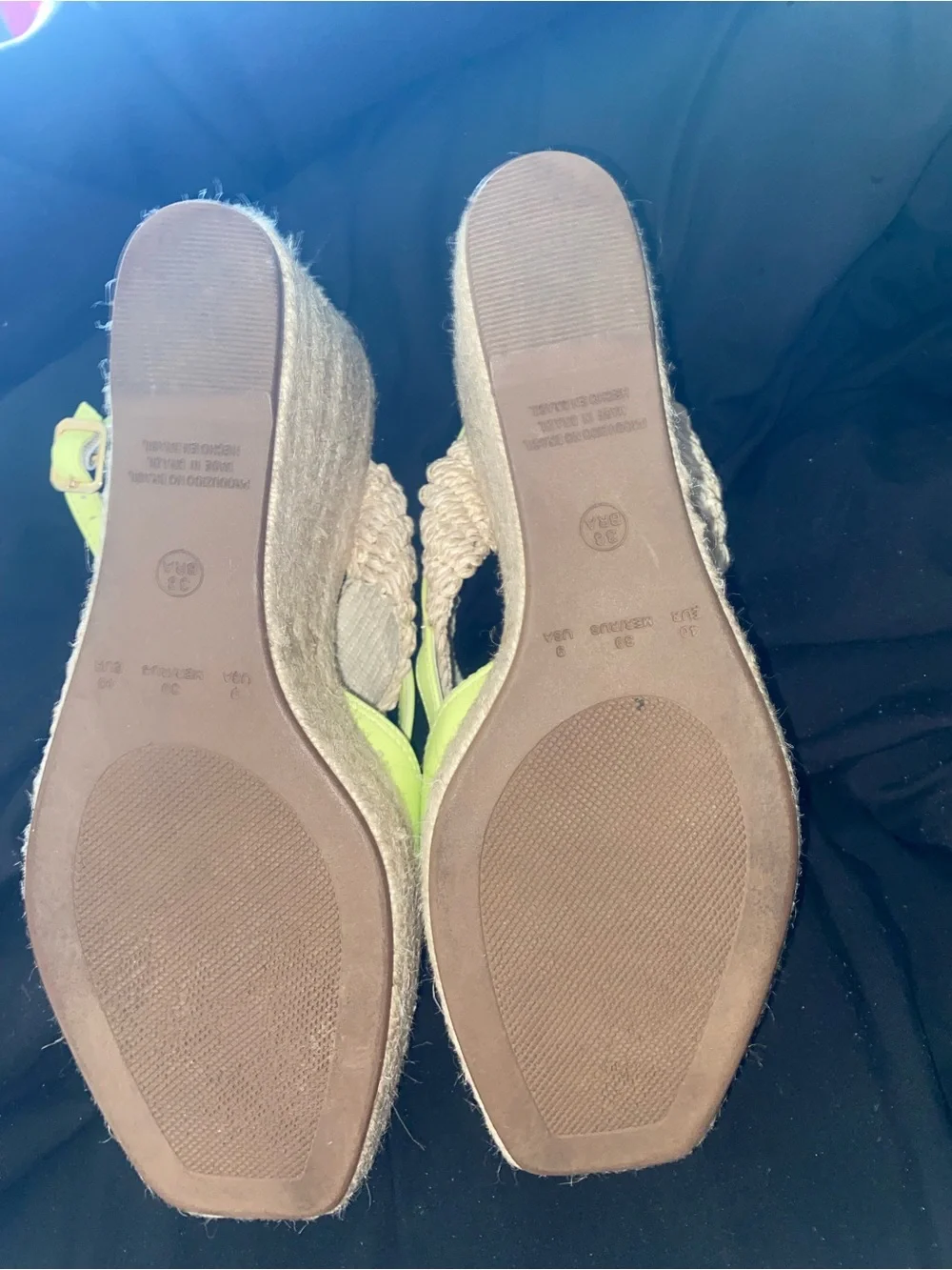 OFF Lime Green Espadrille Platform Wedge Sandals Made in Brazil Size 9